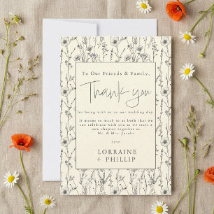 Delicate wild flowers garden pattern wedding thank you card