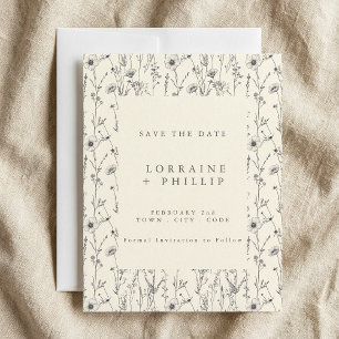 Delicate wild flowers seamless pattern wedding save the date