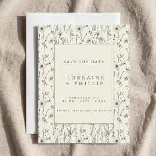 Delicate wild flowers seamless pattern wedding save the date