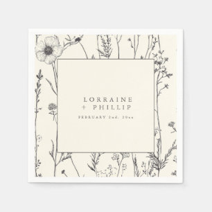 Delicate wild flowers wedding napkin