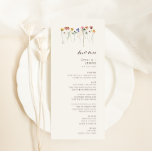 Delicate Wildflower | Beige Garden Wedding Dinner Menu<br><div class="desc">This delicate wildflower | beige garden wedding dinner menu is perfect for your simple, whimsical boho rainbow summer wedding. The bright, enchanted pink, yellow, orange, and gold colour florals give this product the feel of a minimalist elegant vintage hippie spring garden. The modern design is artsy and delicate, portraying a...</div>