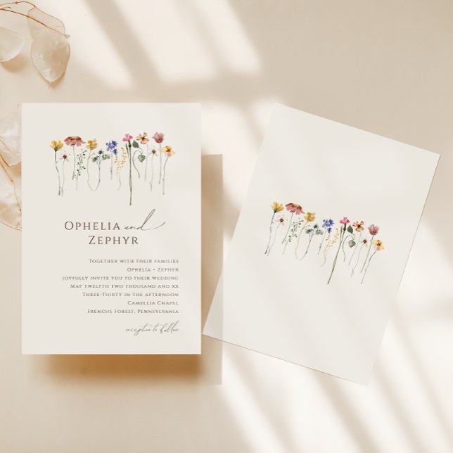 Delicate Wildflower | Beige Wedding Invitation (Creator Uploaded)