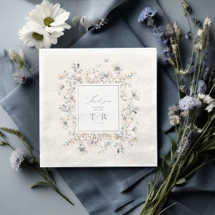 Delicate Wildflower Border Thank You ID1102 Napkin