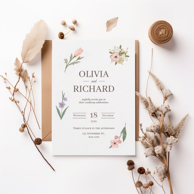Delicate Wildflower Botanical Wedding Invitation (Creator Uploaded)