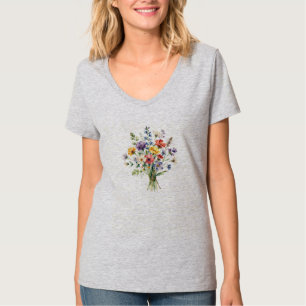 Delicate Wildflower Bouquet Watercolor Illustratio T-Shirt