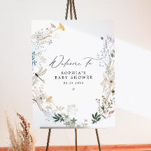Delicate Wildflower Butterfly Baby Shower Welcome