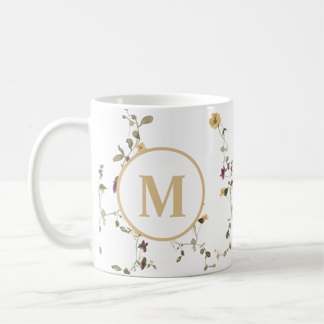 Delicate Wildflower Colourful  Flower Pattern Coffee Mug (Left)