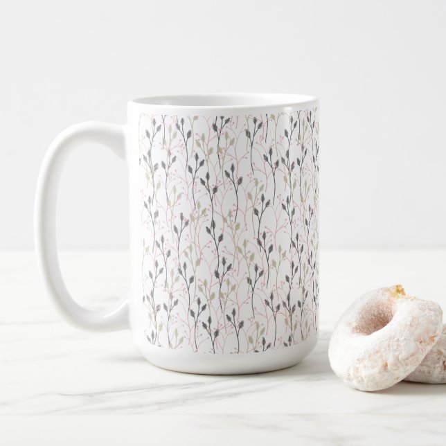 Delicate Wildflower Design in Soft Pastels Coffee Mug (With Donut)