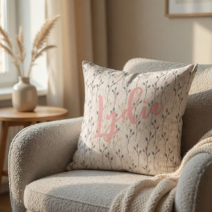 Delicate Wildflower Design in Soft Pastels Throw Cushion