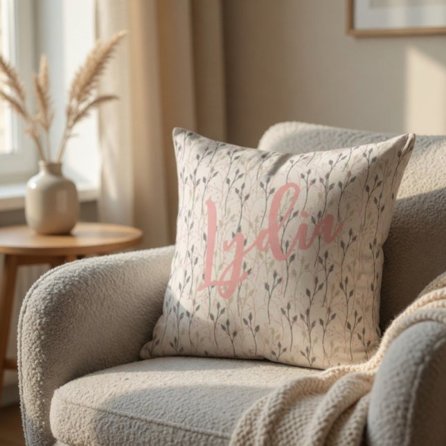 Delicate Wildflower Design in Soft Pastels Throw  Cushion (Creator Uploaded)