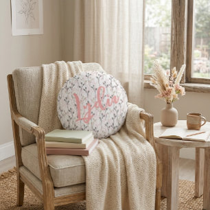 Delicate Wildflower Design in Soft Pastels Throw Round Cushion