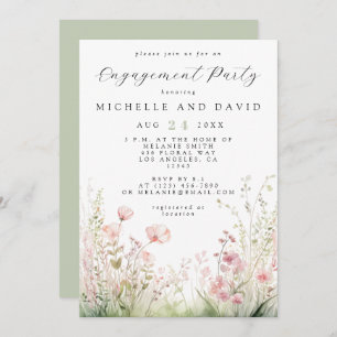 Delicate Wildflower Engagement Party Invitation