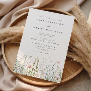 Delicate Wildflower Field Spring Wedding Invitation