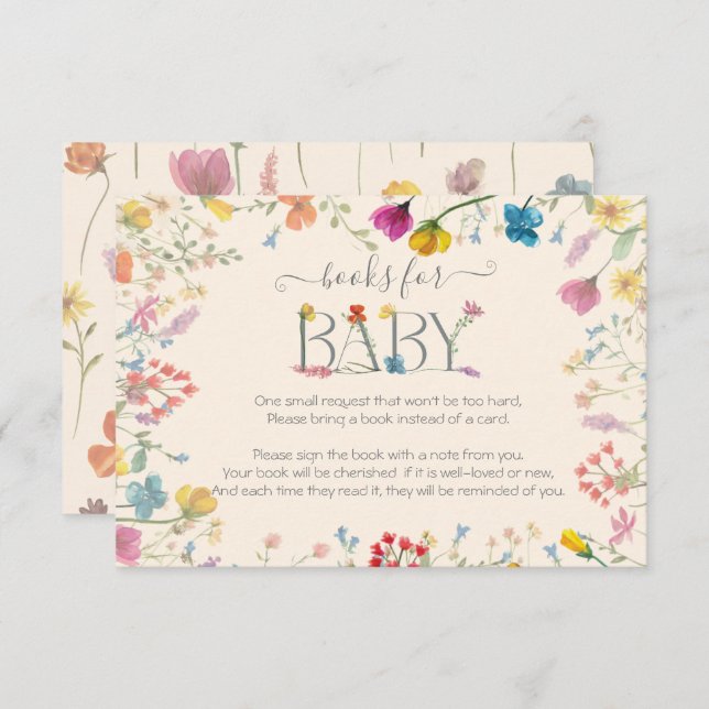 Delicate Wildflower floral garden Books for Baby RSVP Card (Front/Back)