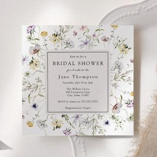 Delicate Wildflower Frame Bridal Shower Invitation