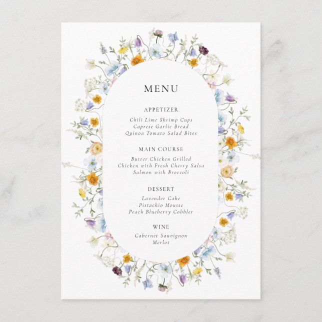 Delicate Wildflower Frame Menu (Front)