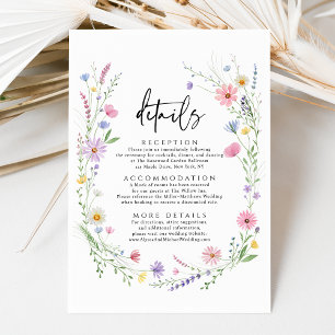 Delicate Wildflower Garden Wedding Details Enclosure Card