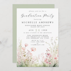 Delicate Wildflower Graduation Party Invitation