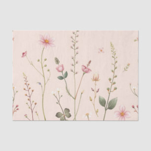 Delicate Wildflower Meadow Botanical Blush Pink Tissue Paper