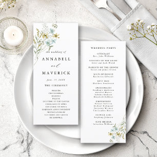 Delicate Wildflower Modern Boho Wedding Ceremony Programme