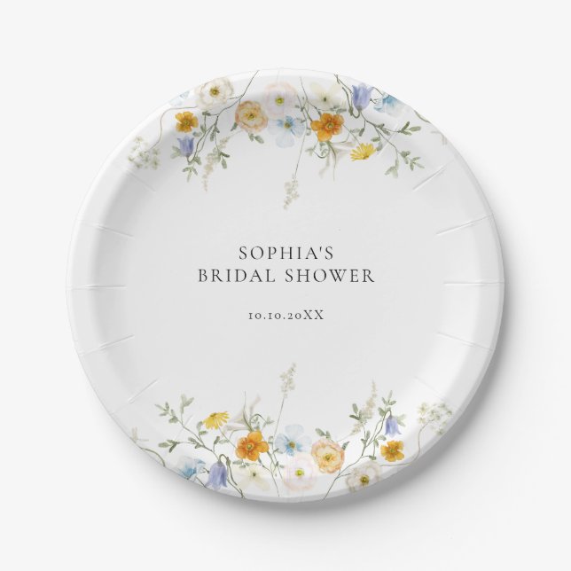 Delicate Wildflower Paper Plate (Front)