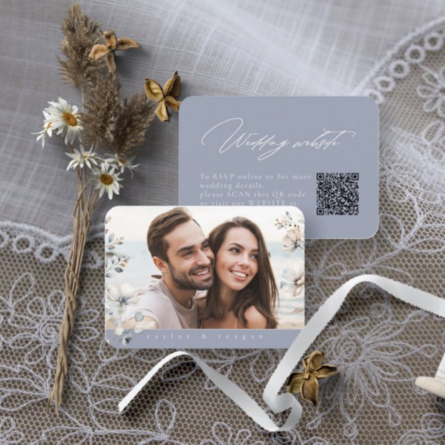 Delicate Wildflower Photo Wedding Website ID1102 Enclosure Card (Creator Uploaded)