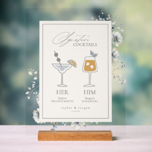 Delicate Wildflower Signature Drinks ID1102 Acrylic Sign