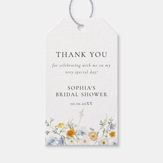 Delicate Wildflower Thank You  Gift Tags (Front)