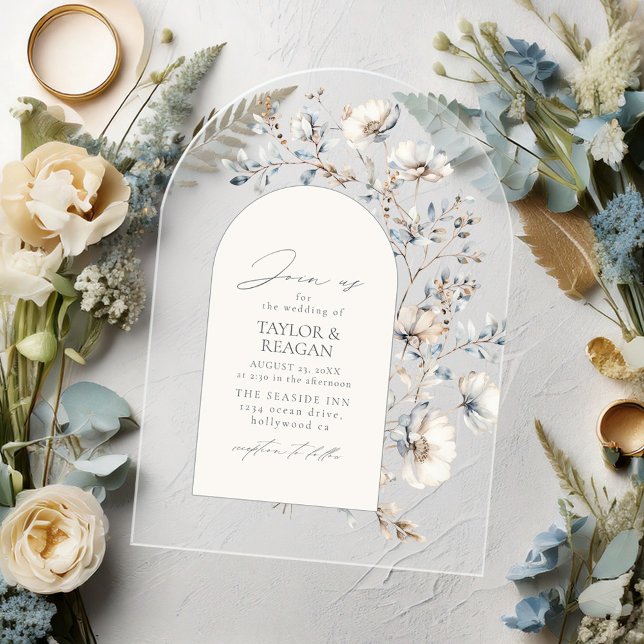 Delicate Wildflower Watercolor Arch Wedding ID1102 Acrylic Invitations (Creator Uploaded)