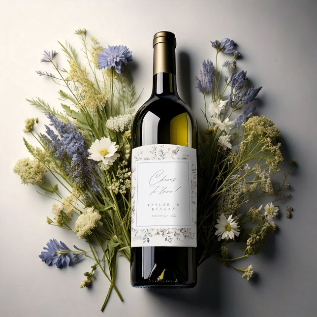 Delicate Wildflower Watercolor Cheers ID1102 Wine Label (Creator Uploaded)