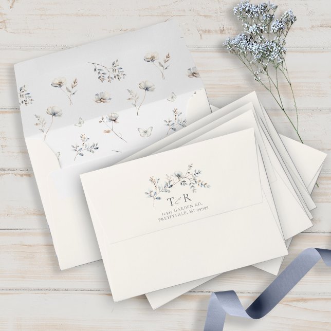 Delicate Wildflower Watercolor Ivory White ID1102 Envelope (Creator Uploaded)