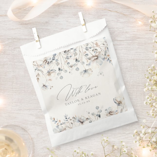 Delicate Wildflower Watercolor With Love ID1102 Favour Bags (Clipped)