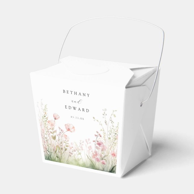 Delicate Wildflower Wedding Favour Boxes (Front Side)