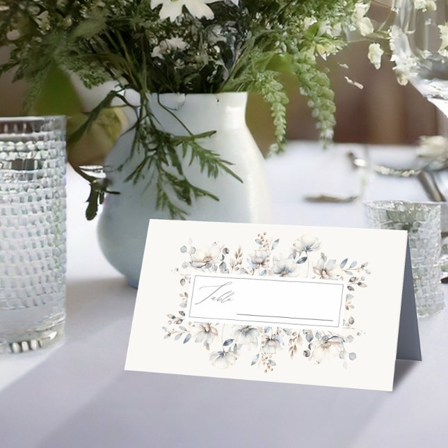 Delicate Wildflower Wedding Floral Wreath ID1102 Place Card (Creator Uploaded)