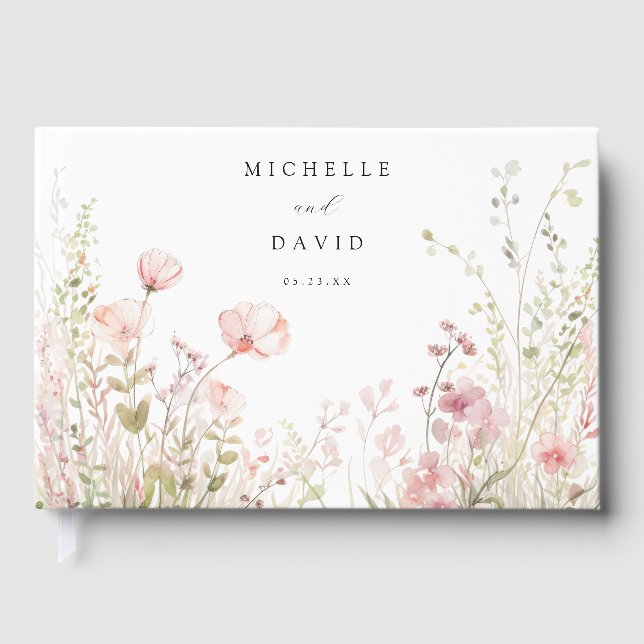 Delicate Wildflower Wedding Guest Book (Front)
