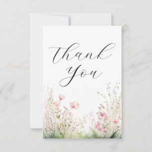 Delicate Wildflower Wedding Thank You Card