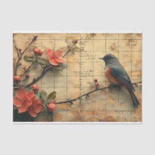 Delicate Wildflowers and a Bird Tissue Paper