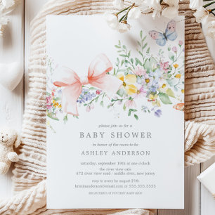 Delicate Wildflowers Baby Shower Invitation