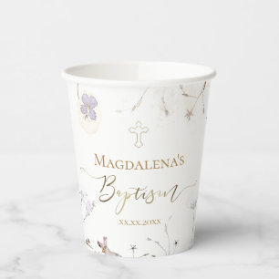 delicate wildflowers Baptism Paper Cups