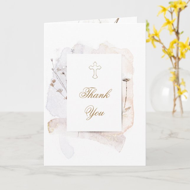delicate wildflowers Baptism thank you for coming Card (Yellow Flower)