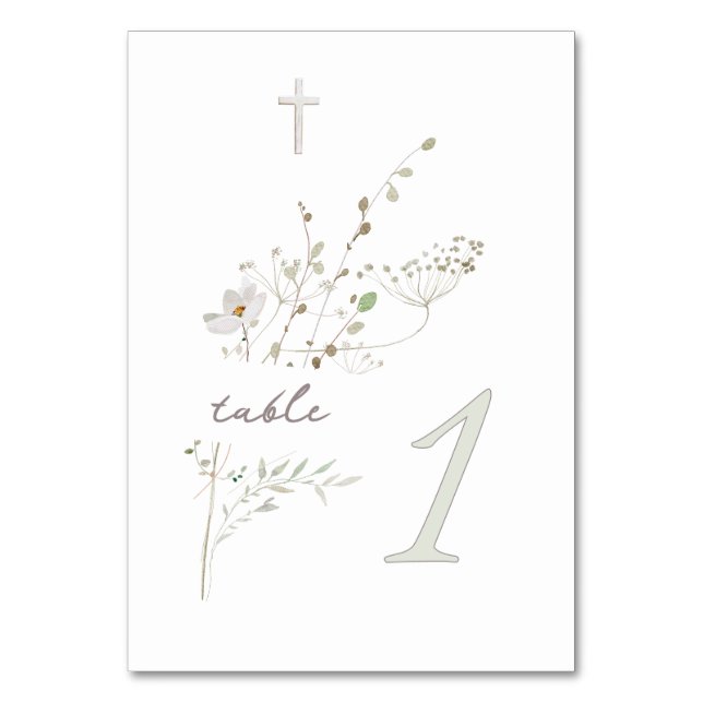 delicate wildflowers bouquet Baptism n 1 Table Number (Front)