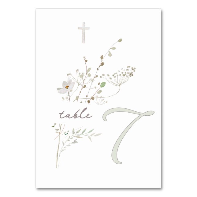 delicate wildflowers bouquet Baptism n 7 Table Number (Front)
