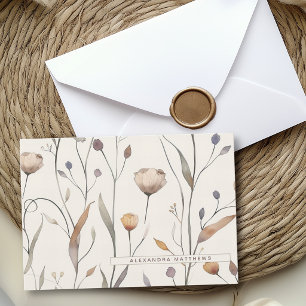 Delicate Wildflowers Custom Name or Text Card Set
