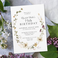 Delicate Wildflowers Feminine 75th Birthday Party