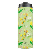 Delicate wildflowers in light green. Custom.