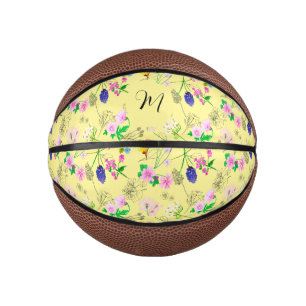 Delicate wildflowers in light yellow. Custom Mini Basketball