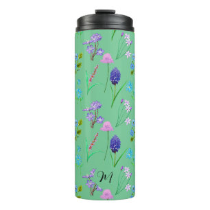 Delicate wildflowers in mint green. Custom. Thermal Tumbler