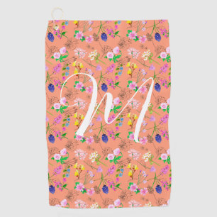 Delicate wildflowers in orange. Custom. Golf Towel