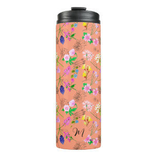 Delicate wildflowers in orange. Custom. Thermal Tumbler