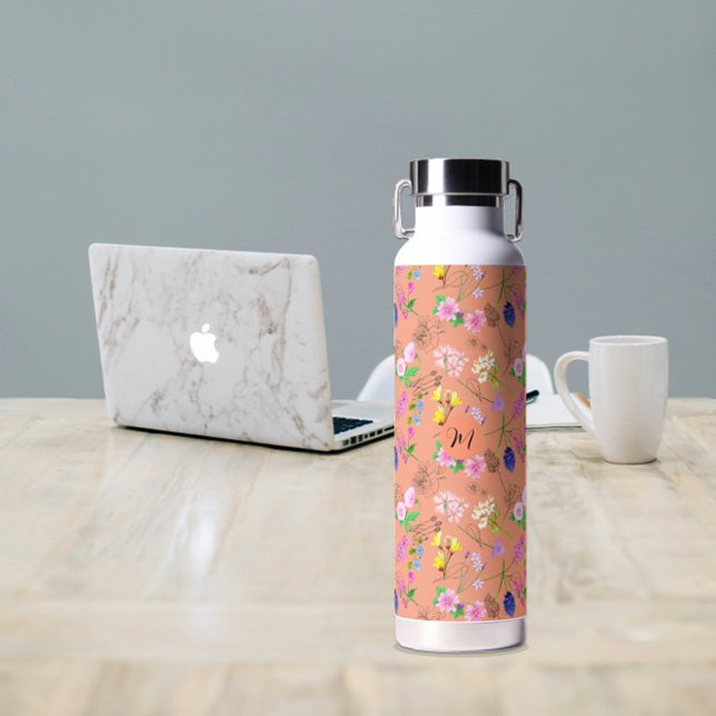 Delicate wildflowers in orange. Custom. Water Bottle (Delicate wildflowers in orange. Custom. Water Bottle
)